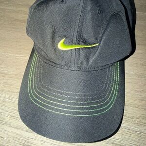 Nike Men's Black Cap with Neon Green Accents